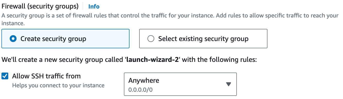 EC2 default security group configuration